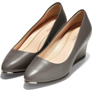 Cole Haan Womens gray wedge leather shoe